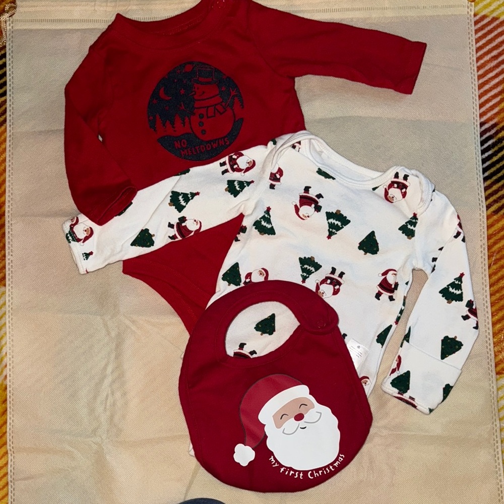 Christmas Baby Outfit Set - Red and White